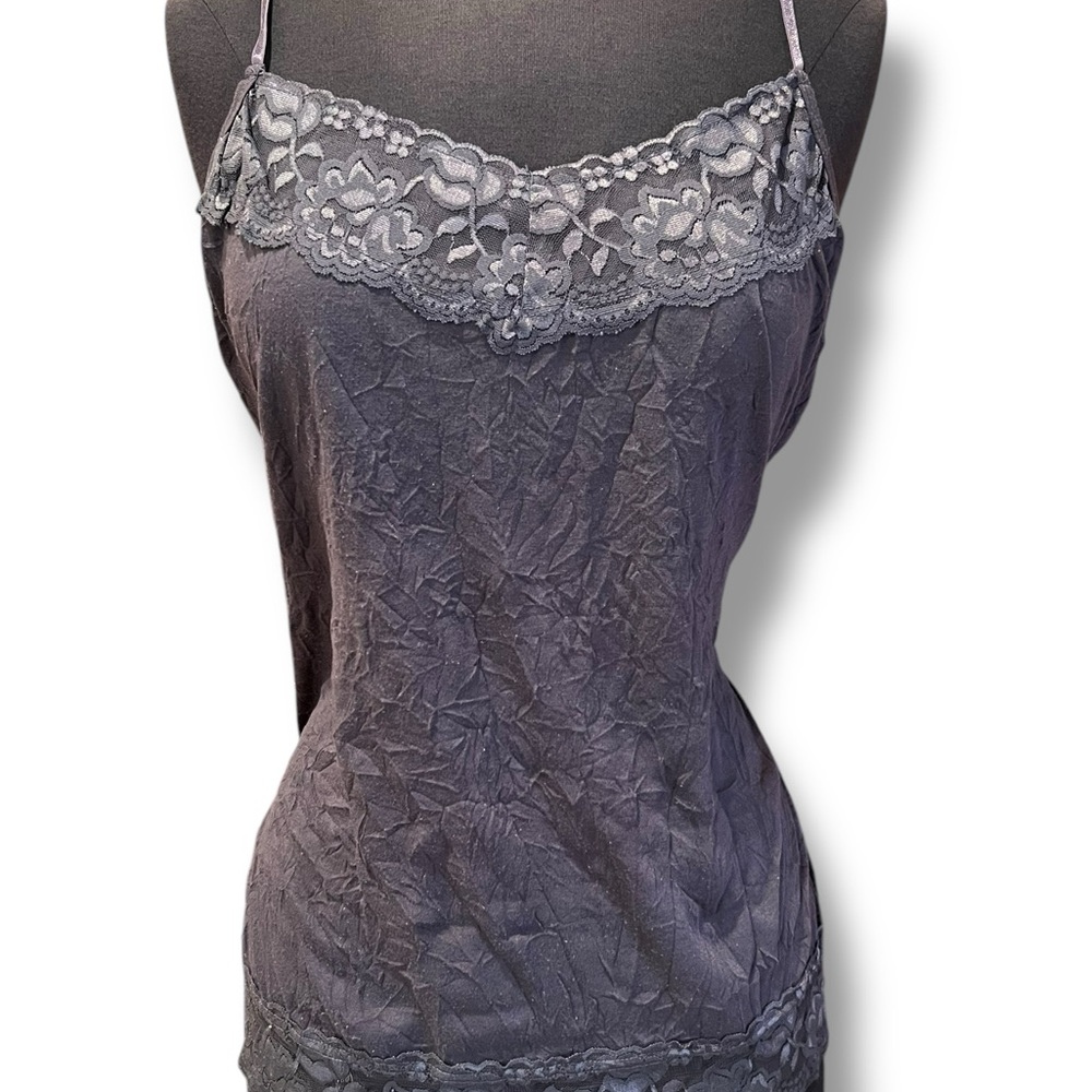 Cami Tank L Gray/Blue Lace Top Bottom ASO Elena Gilbert Fairy Goth New Y2k vtg - Picture 3 of 8